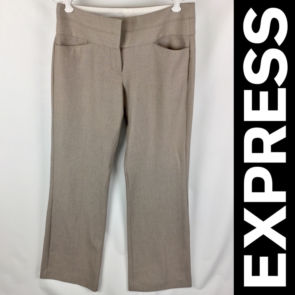 Express Editor Womens Tan Stretch Flat Front Pants